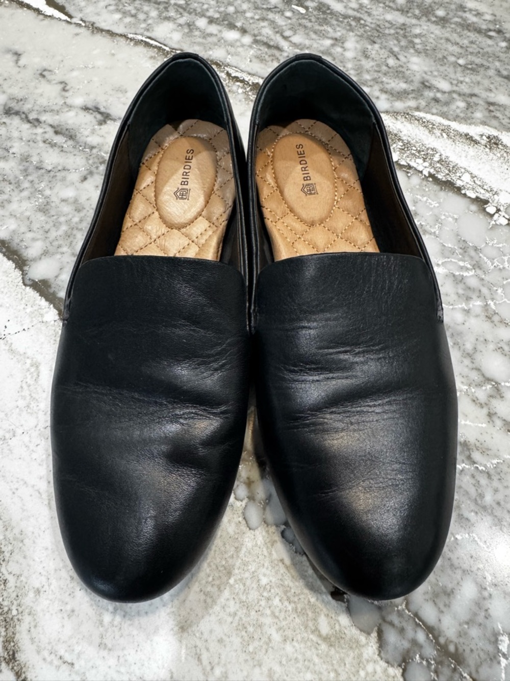 Birdies Starling Black Leather Slip-On Loafers